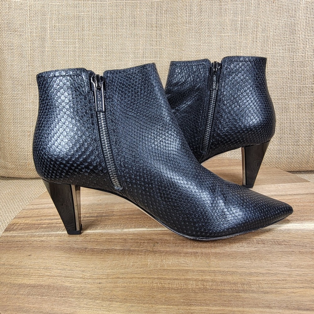 Jimmy Choo Ankle Boots Snakeskin Embossed Leather Black Women's EU 38.5 US 8.5 - Picture 6 of 9